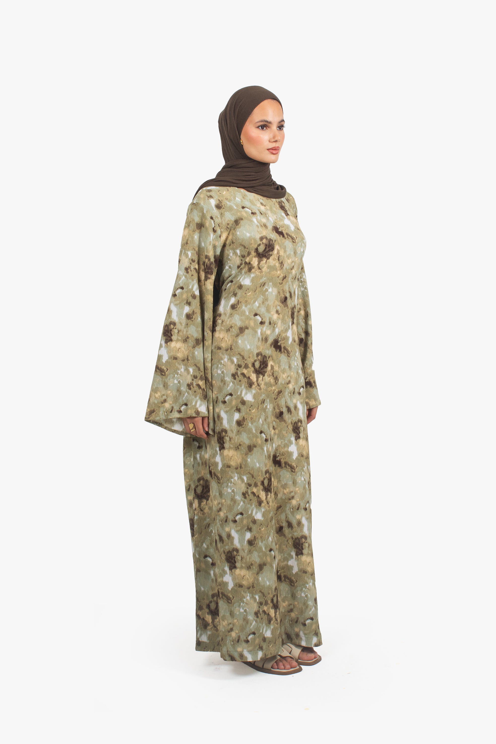 Olive Print Abaya