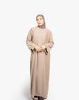 Taupe Flannelette Slit Kimono Abaya