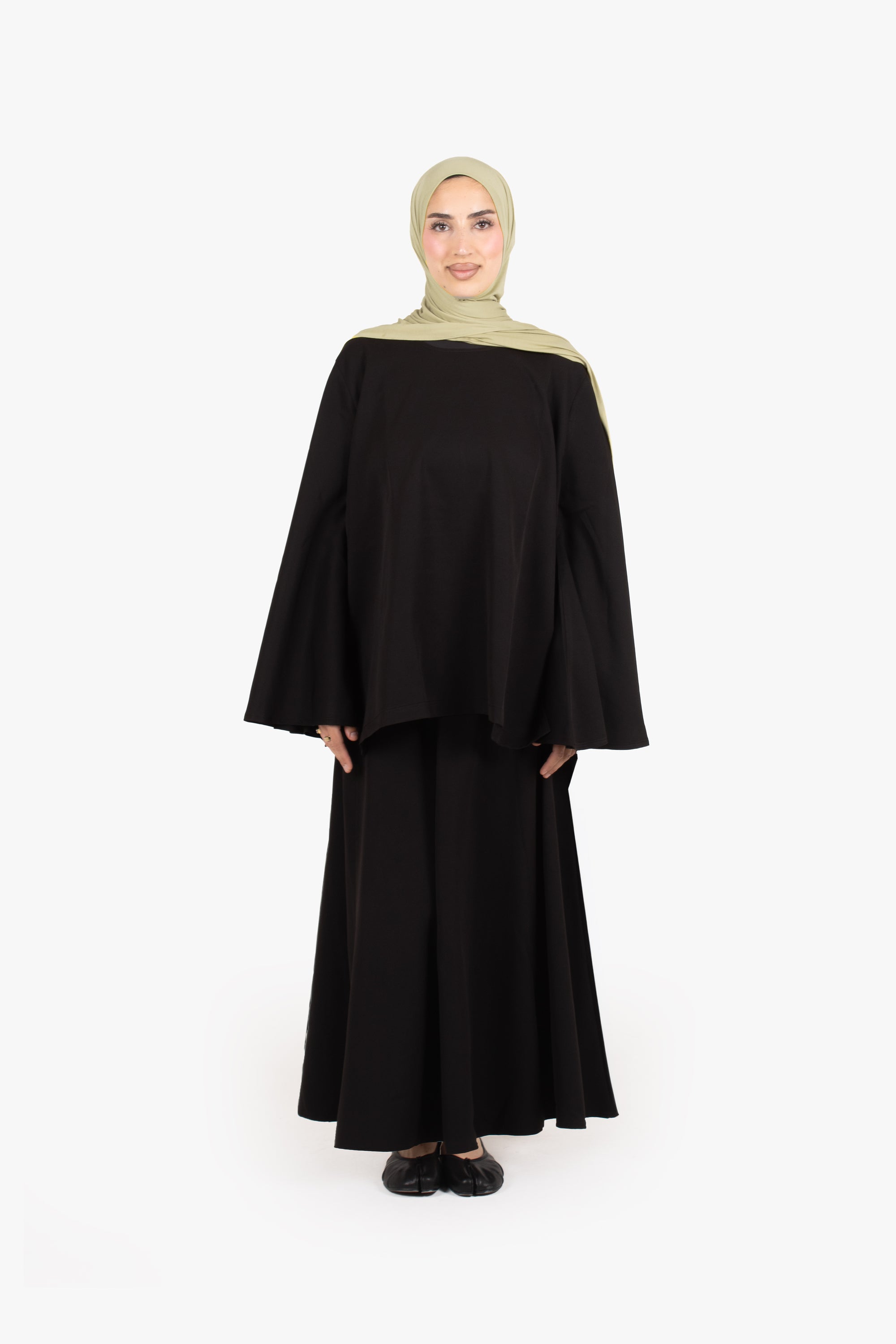 Black Powder Touch Crepe Elasticated Skirt