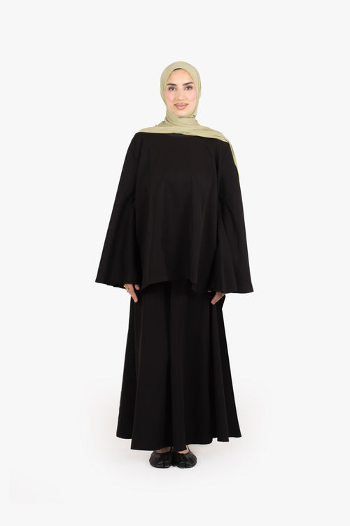 Black Powder Touch Crepe Elasticated Skirt