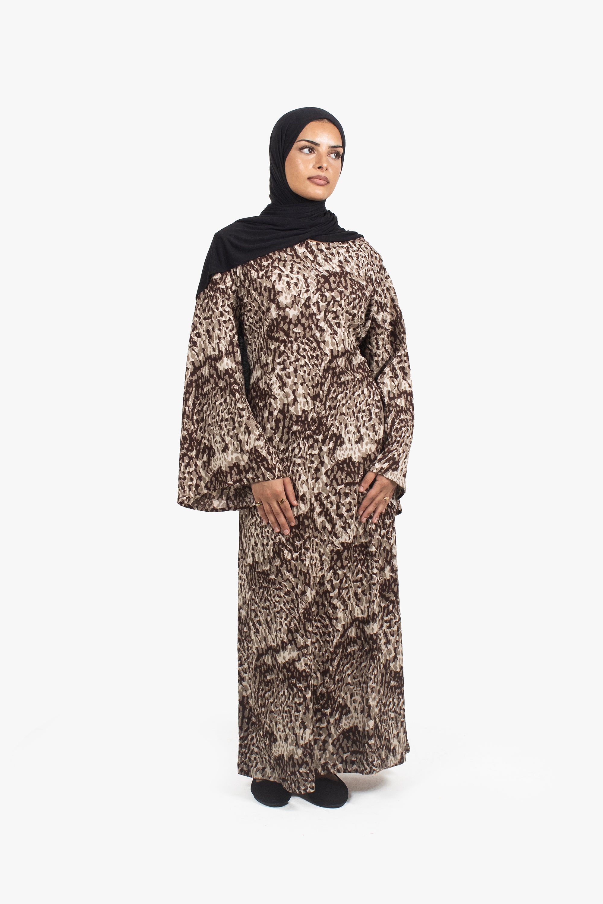 Brown Print Abaya
