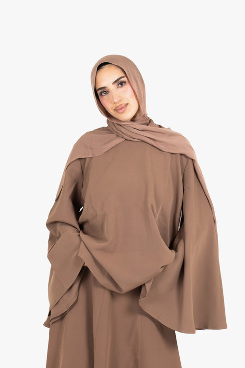 Beige Powder Touch Crepe Umbrella Sleeve Top