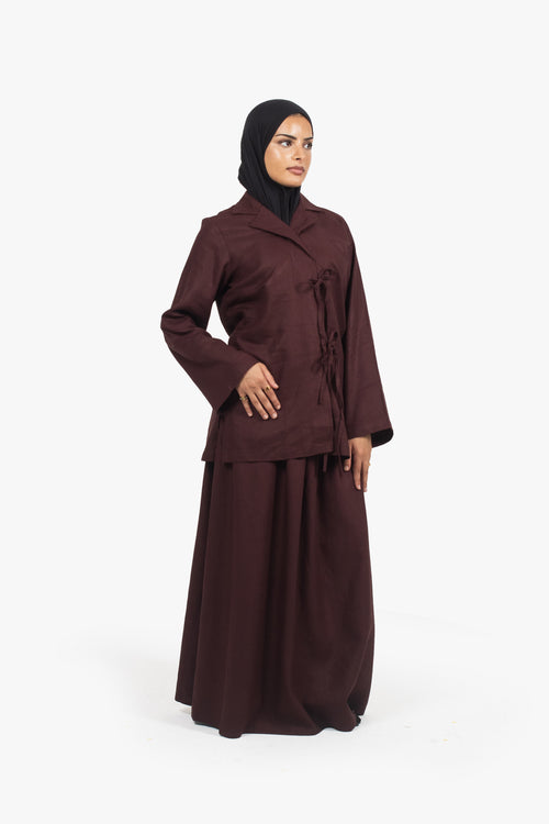Chocolate Linen Cotton Elasticated Skirt