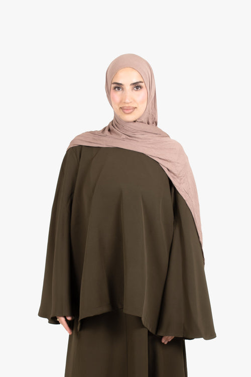 Khaki Powder Touch Crepe Umbrella Sleeve Top