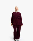Burgundy High-Waisted Trousers