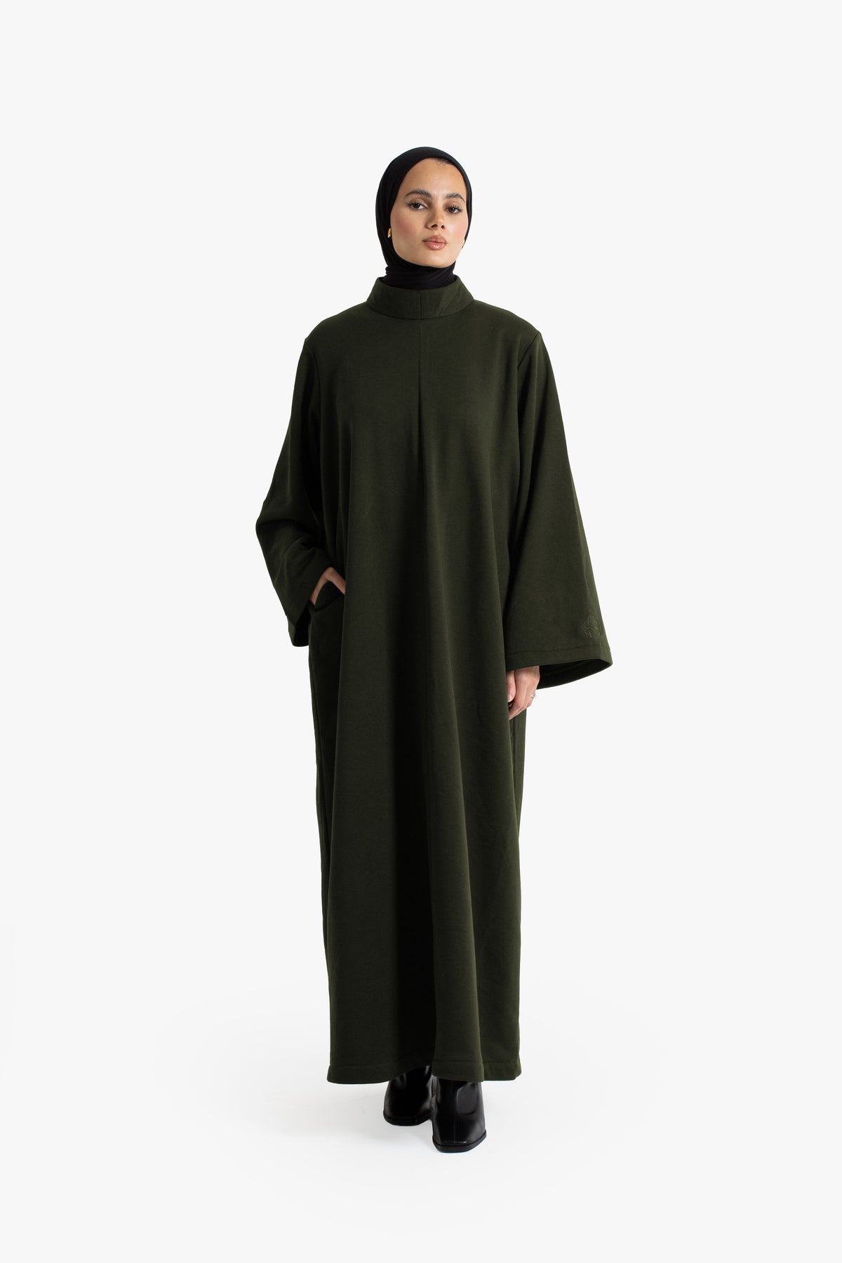 Olive Mock Neck Jumper Abaya