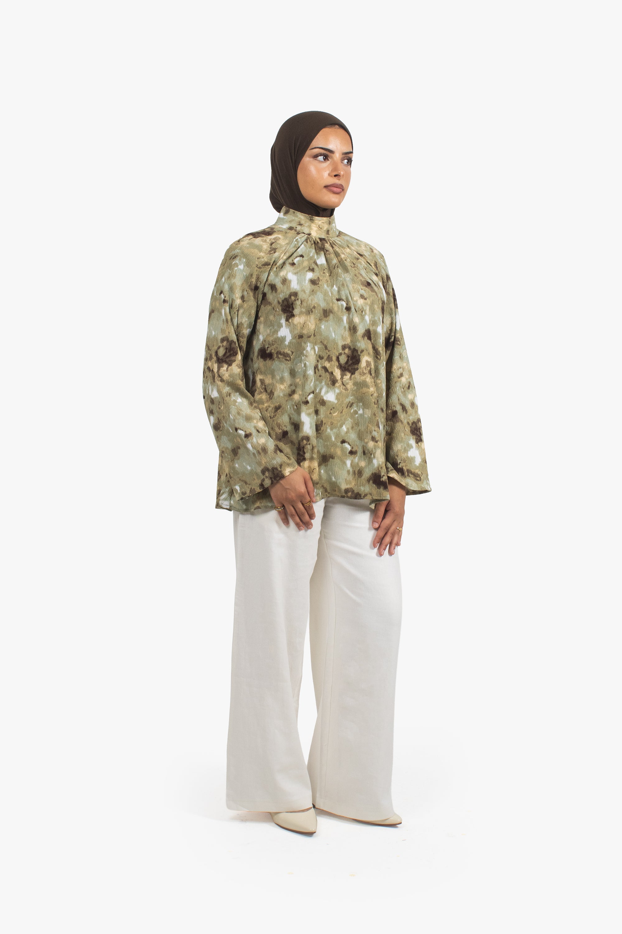 Olive Print Top