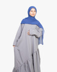Cloud Grey Asymmetric Drop Waist Abaya