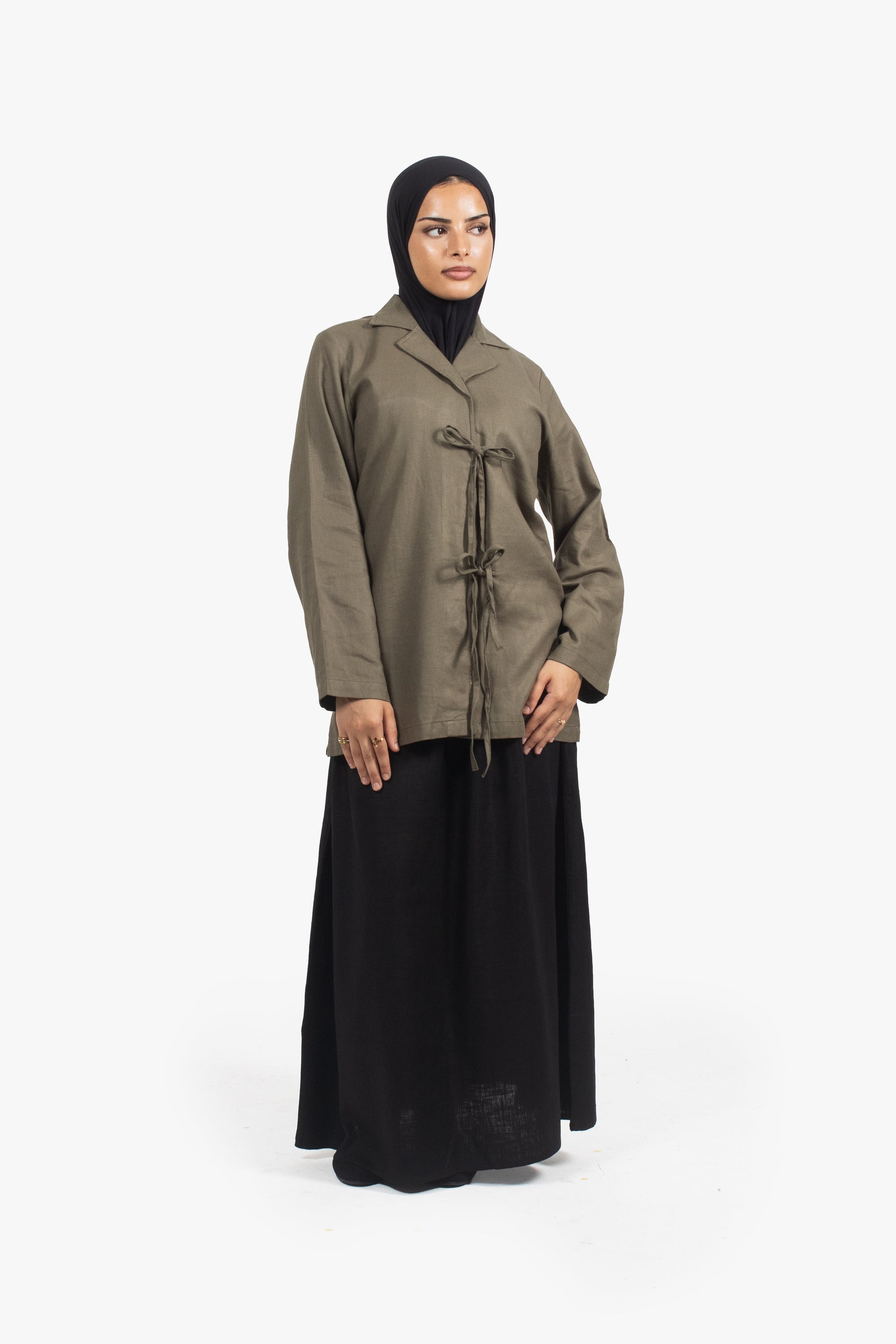 Black Linen Cotton Elasticated Skirt