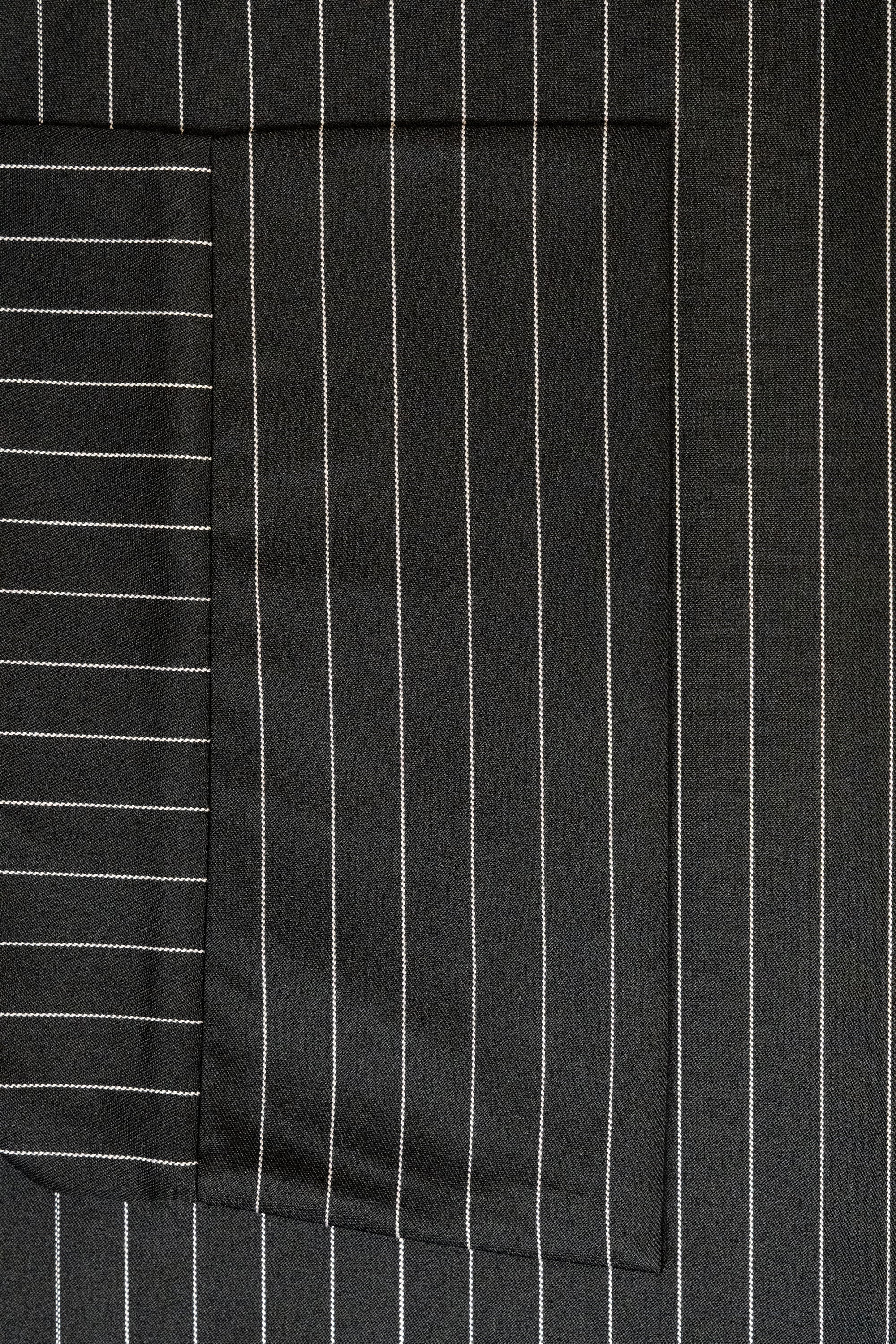 Black Cotton Blend Striped Kimono Abaya