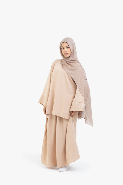 Beige Mélange zweiteiliger Abaya