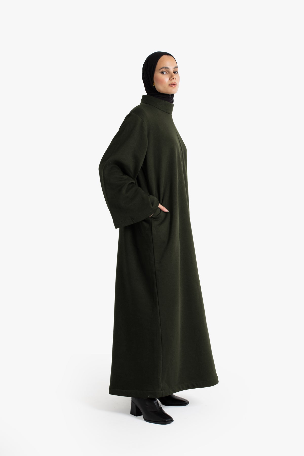 Olive Mock Neck Jumper Abaya