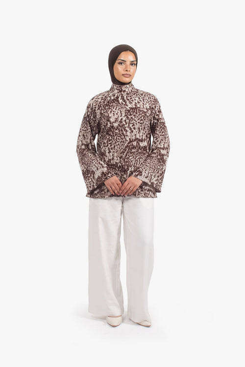 Brown Print Top