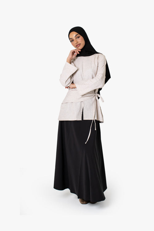 Black Crepe Wrap Skirt