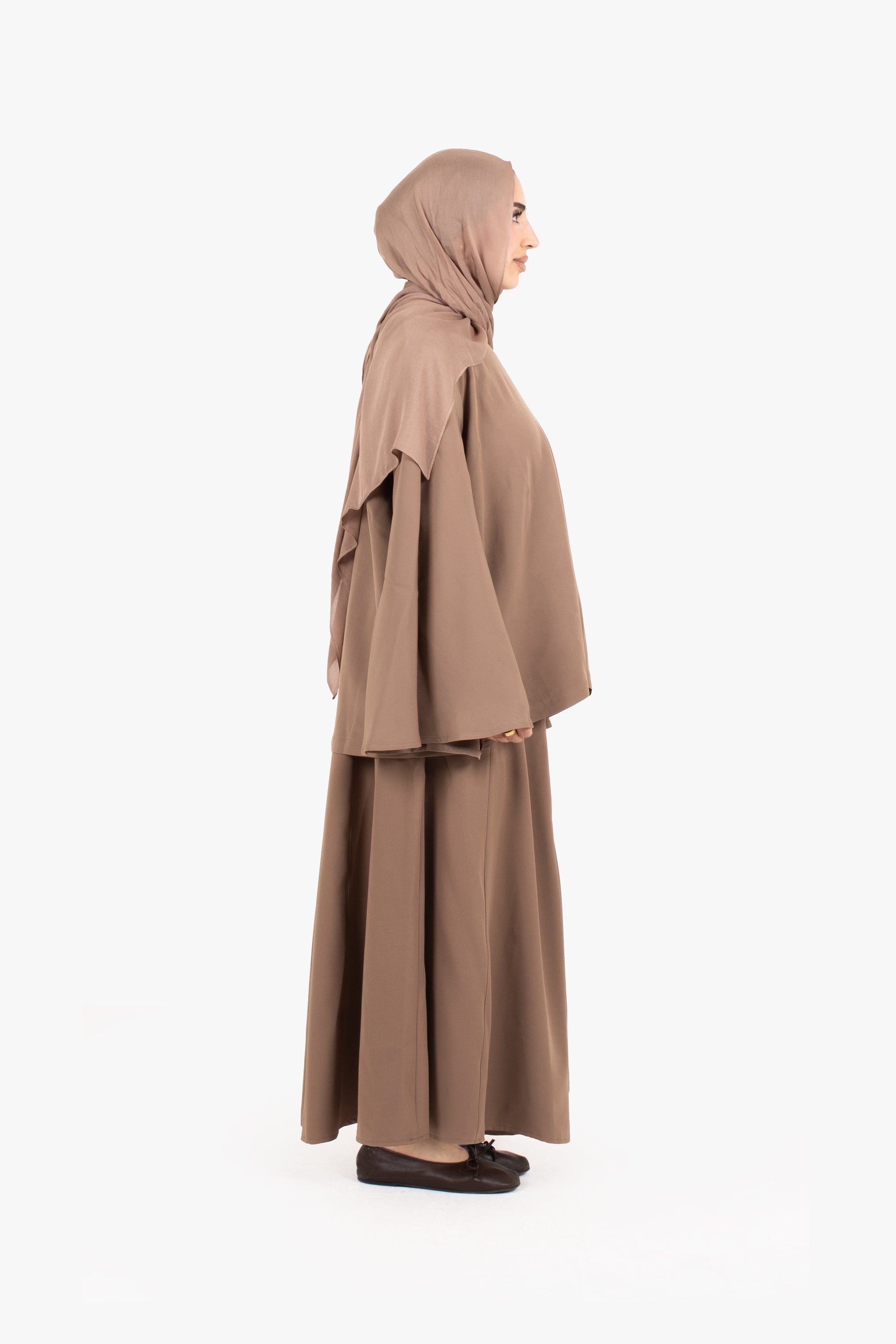 Beige Powder Touch Crepe Eight-Panel Skirt
