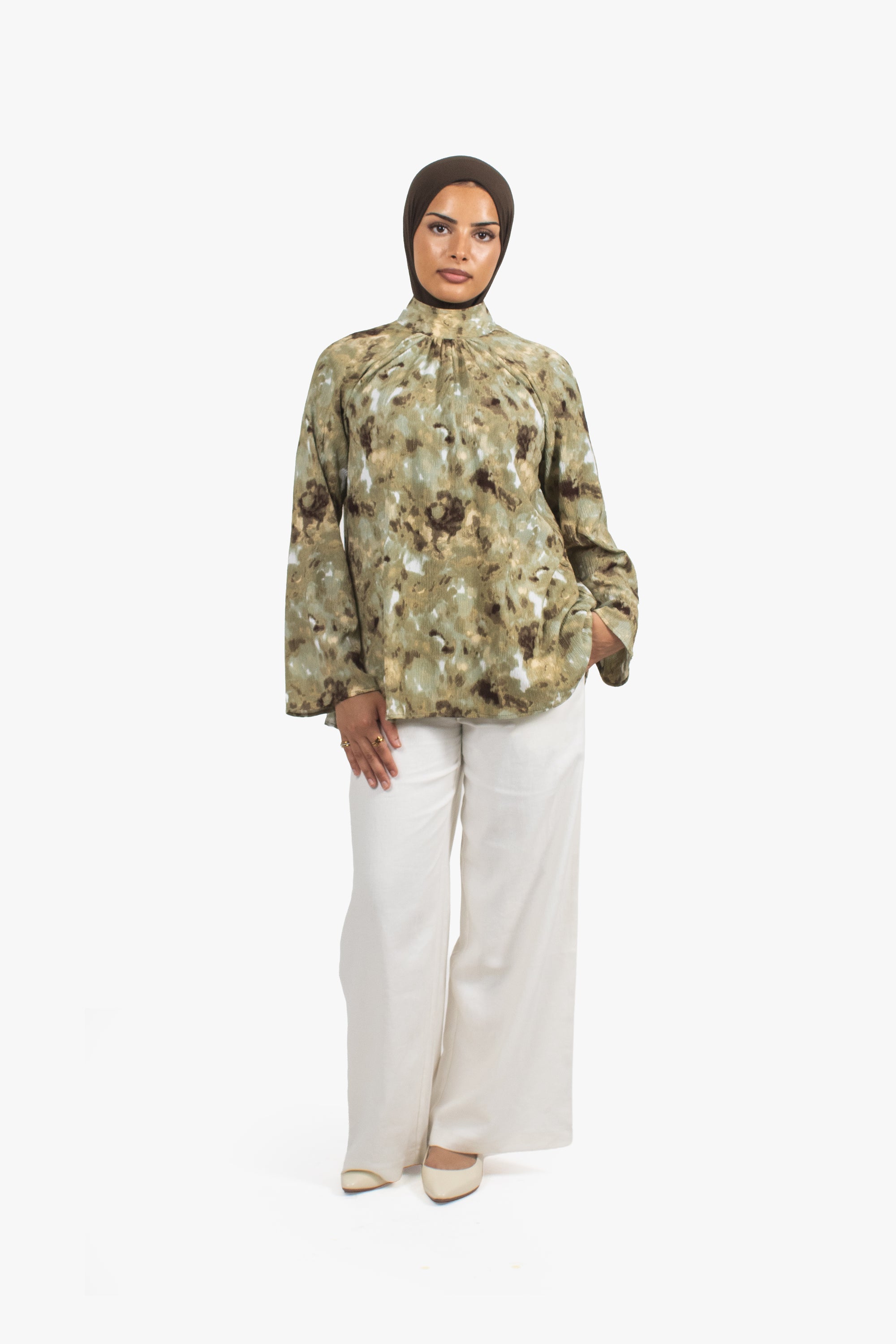 Olive Print Top