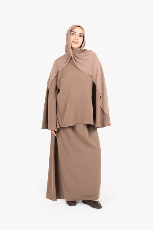 Beige Powder Touch Crepe Elasticated Skirt