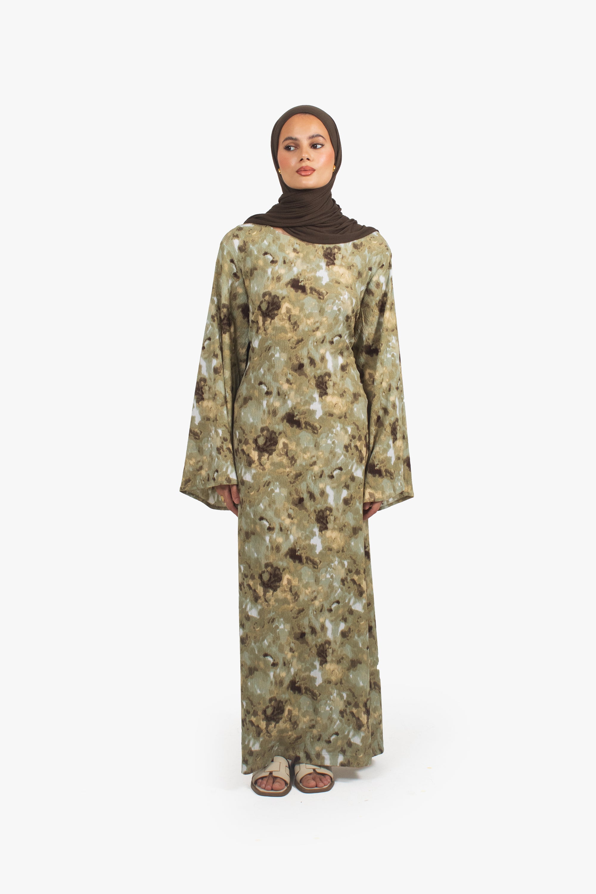 Olive Print Abaya