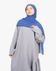 Cloud Grey Asymmetric Drop Waist Abaya