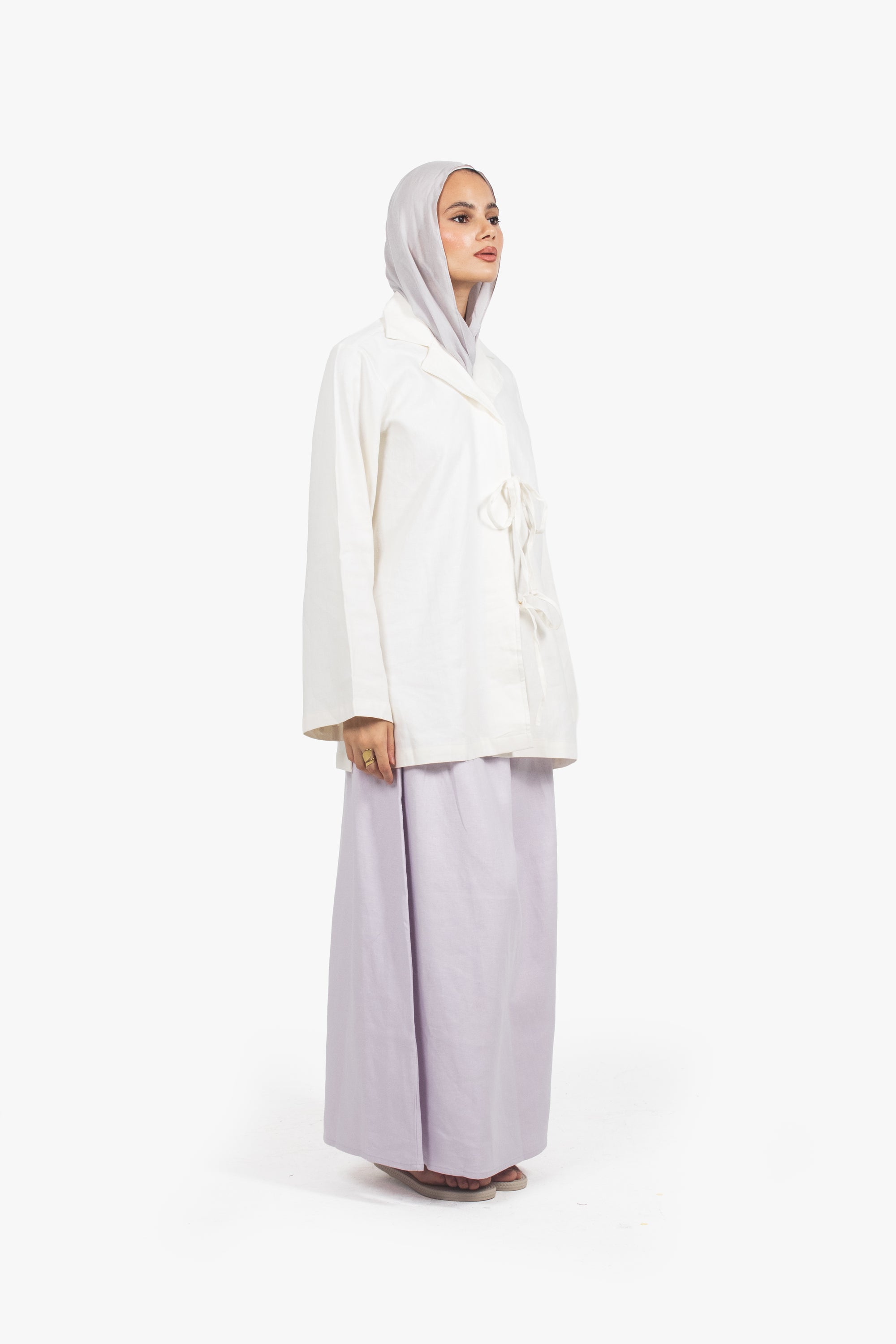 Lilac Linen Cotton Elasticated Skirt