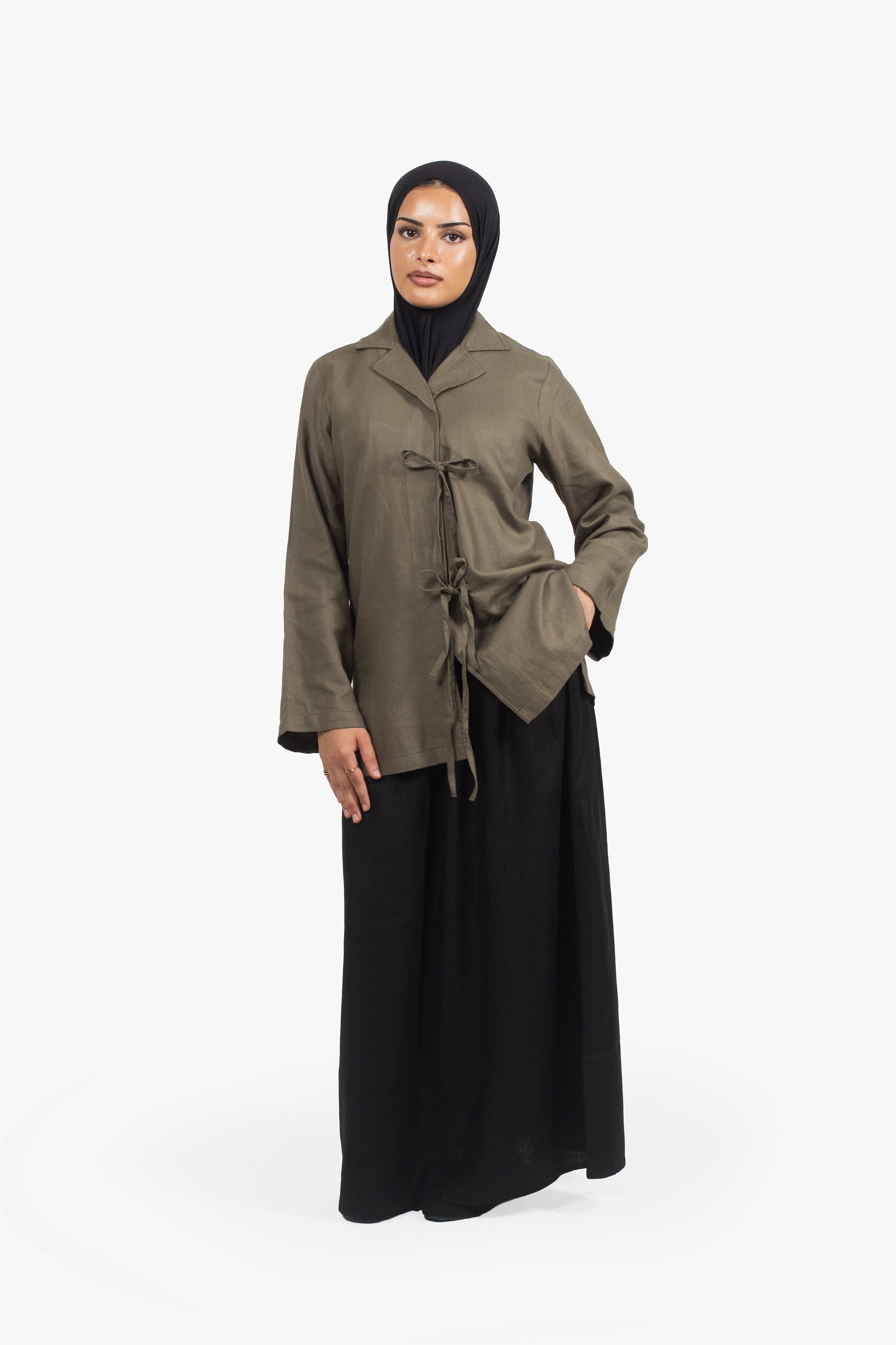 Black Linen Cotton Elasticated Skirt