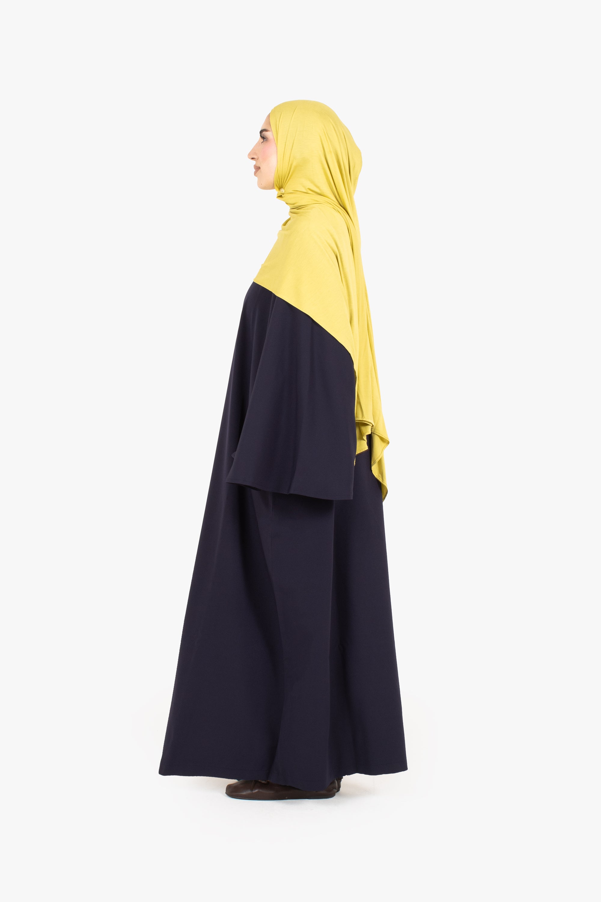 Navy Powder Touch Crepe Umbrella Sleeve Abaya