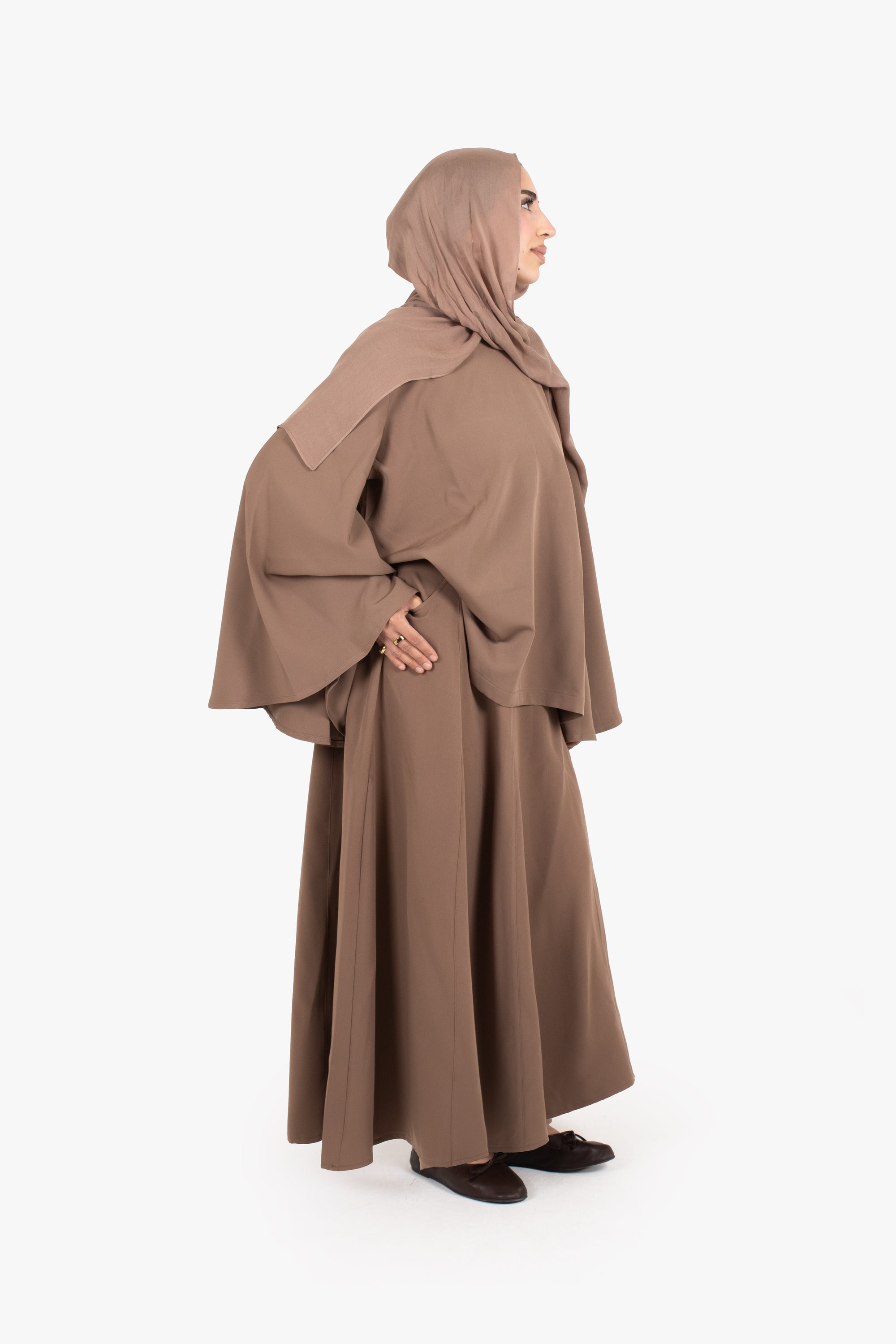 Beige Powder Touch Crepe Eight-Panel Skirt