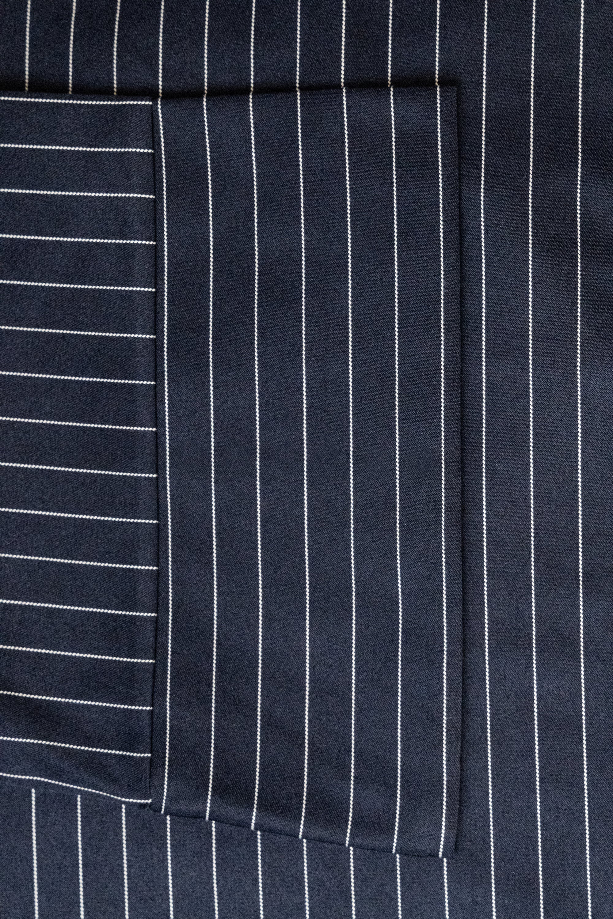 Navy Cotton Blend Striped Kimono Abaya