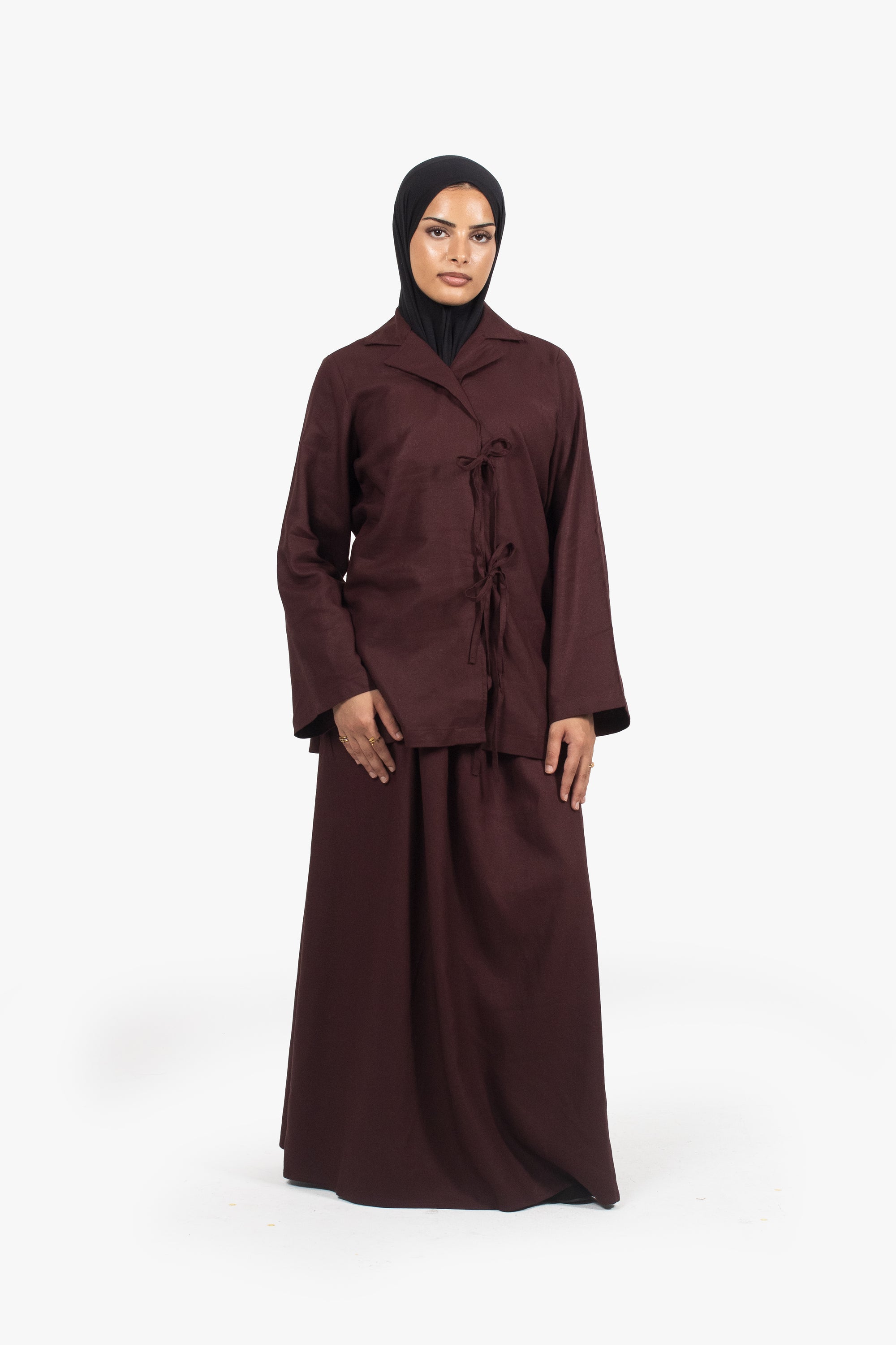 Chocolate Linen Cotton Elasticated Skirt
