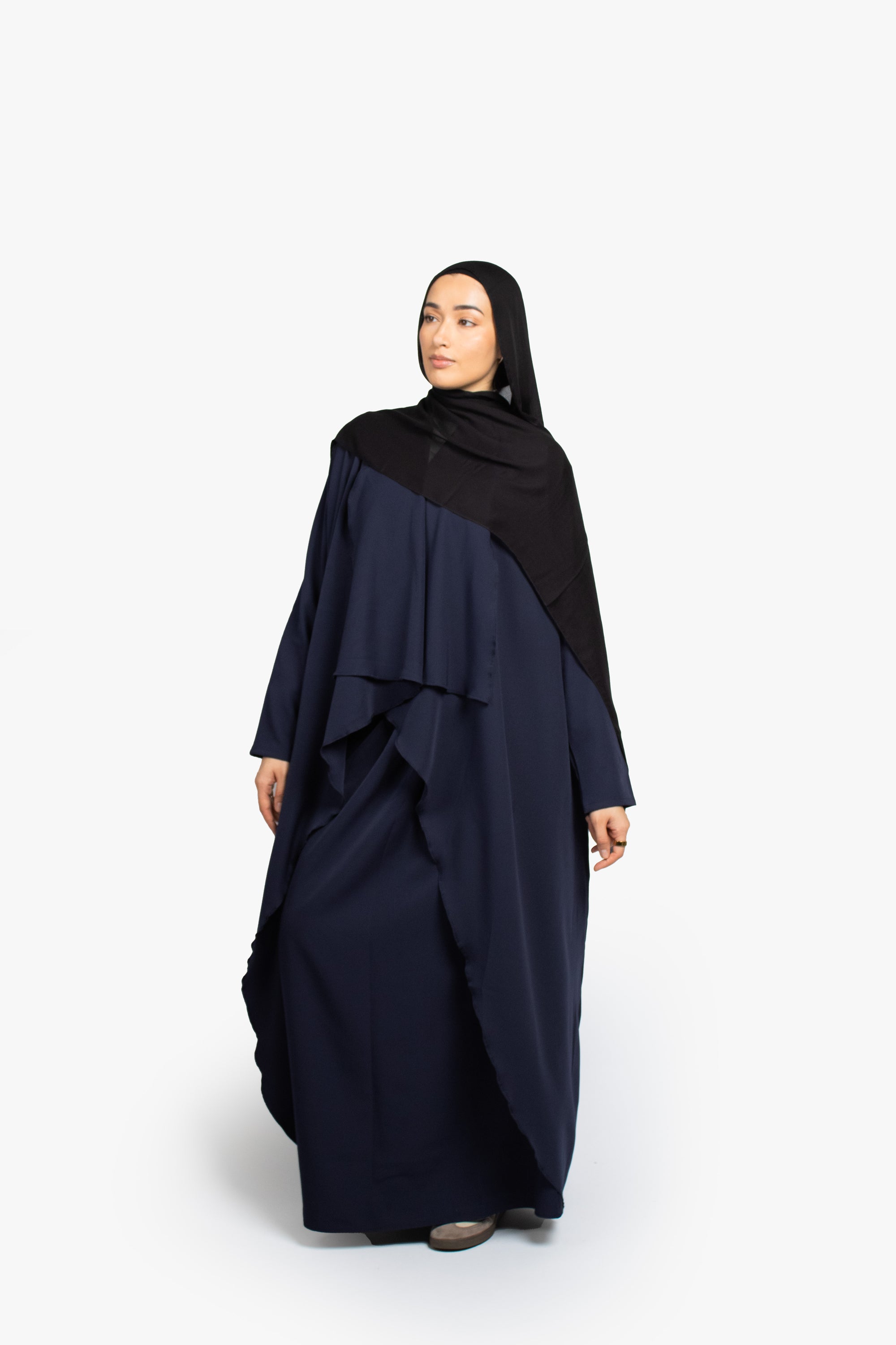 Navy Waterfall Two-Piece Abaya