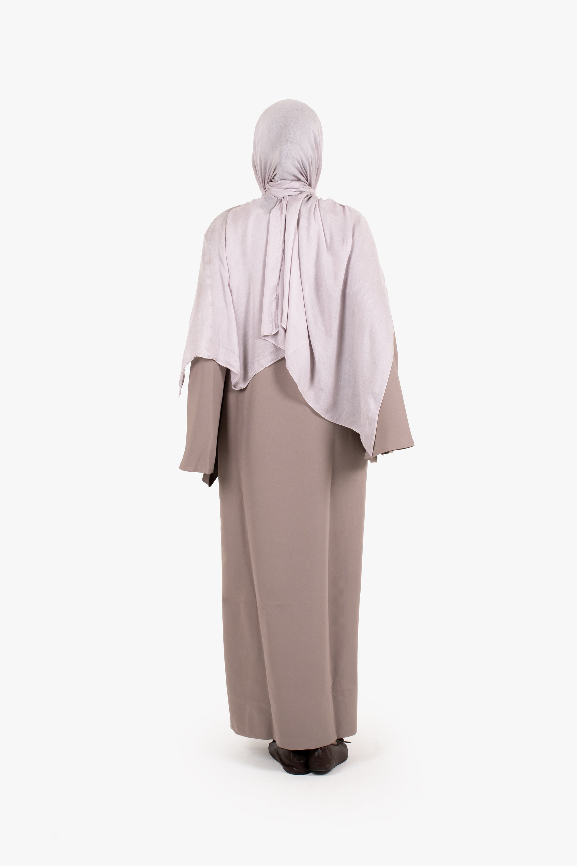 Grey Powder Touch Crepe Umbrella Sleeve Abaya