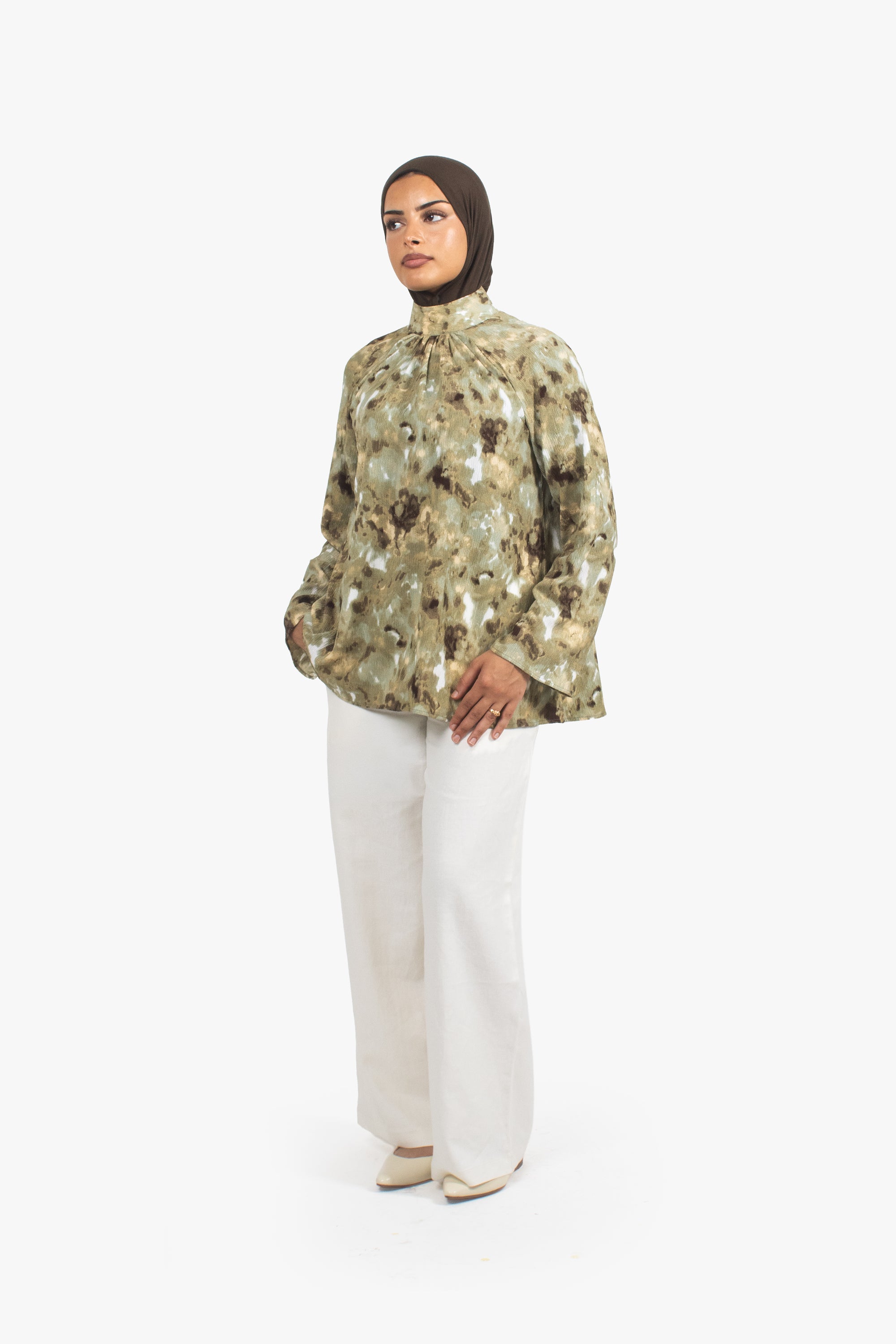 Olive Print Top