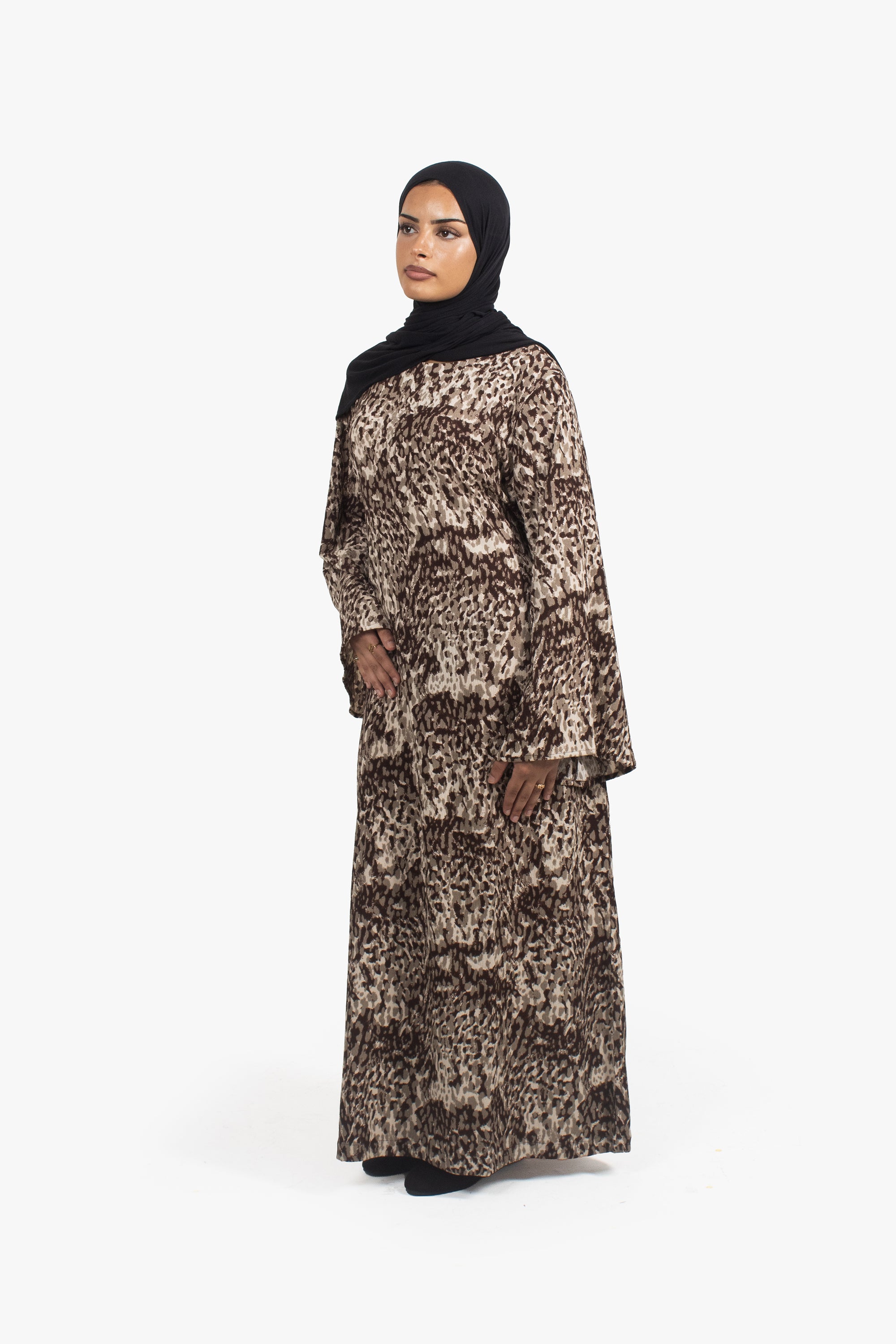 Brown Print Abaya