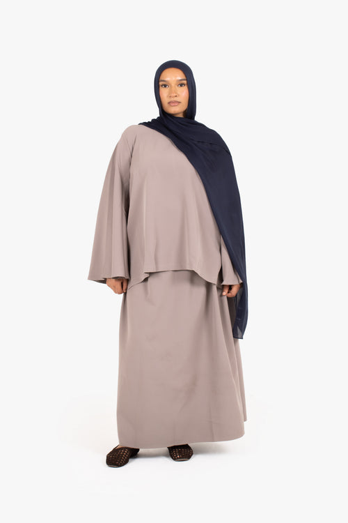 Grey Powder Touch Crepe Elasticated Skirt