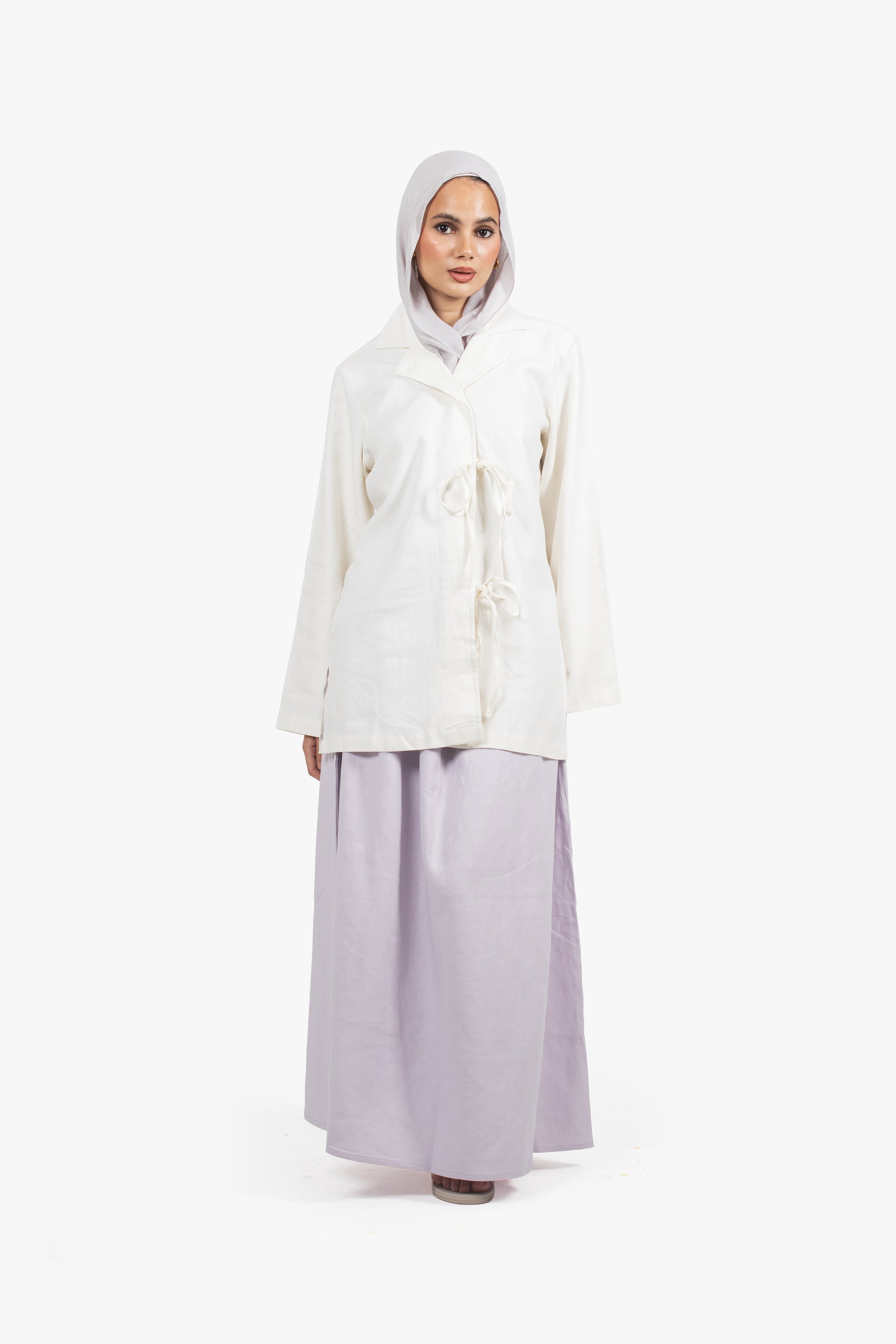 Lilac Linen Cotton Elasticated Skirt