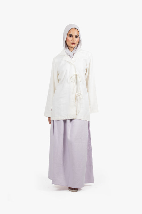 Lilac Linen Cotton Elasticated Skirt