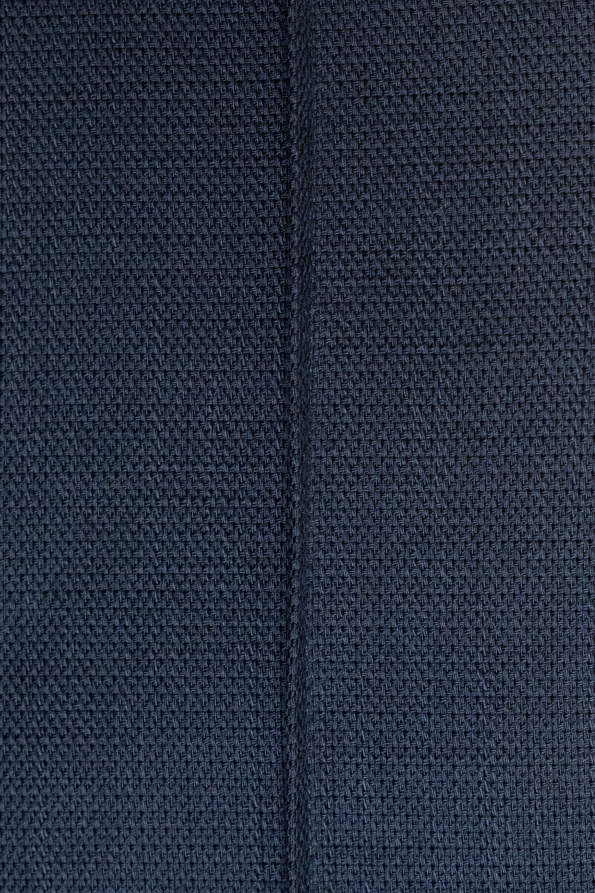 Navy Cotton Wide Leg Trousers