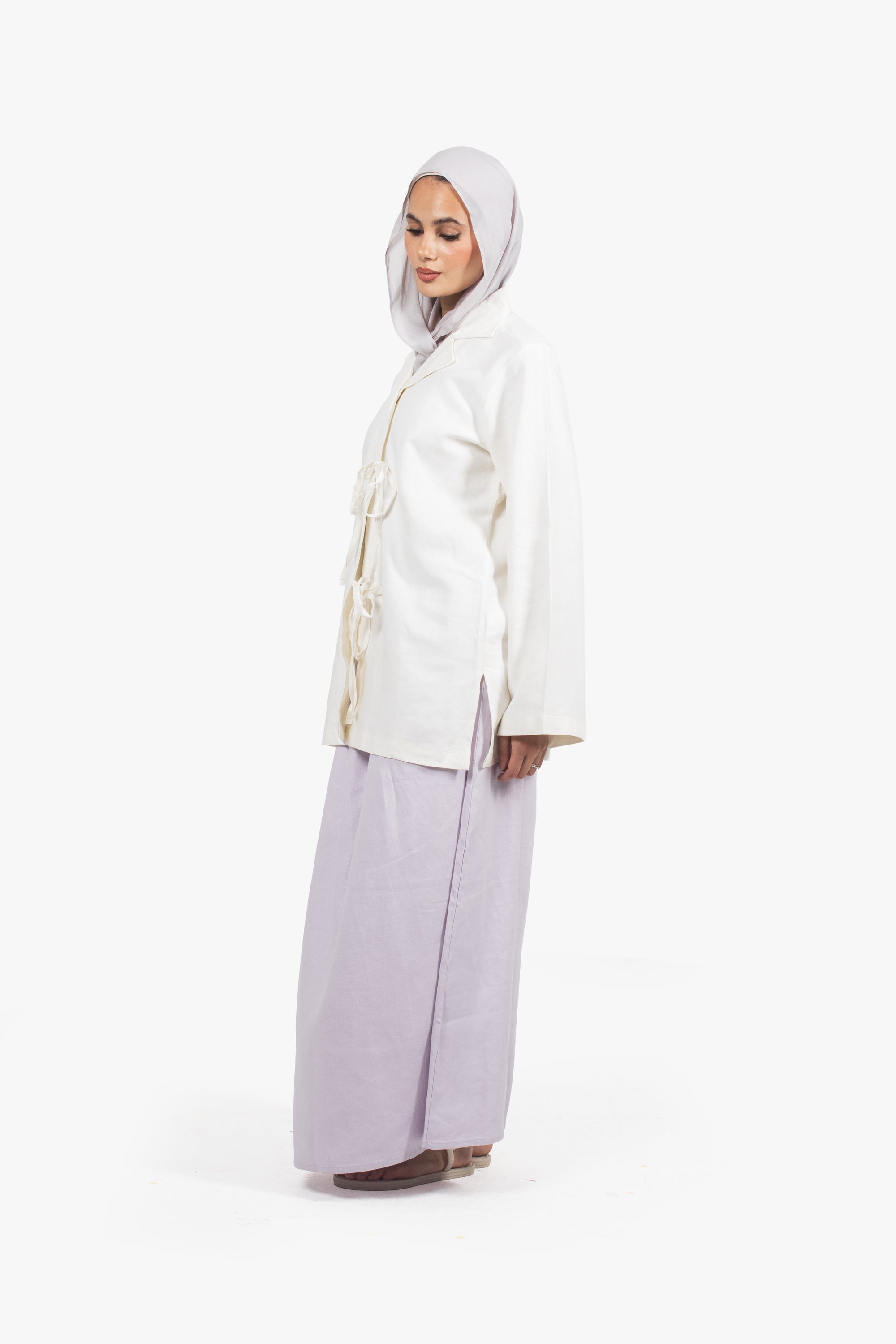 Lilac Linen Cotton Elasticated Skirt