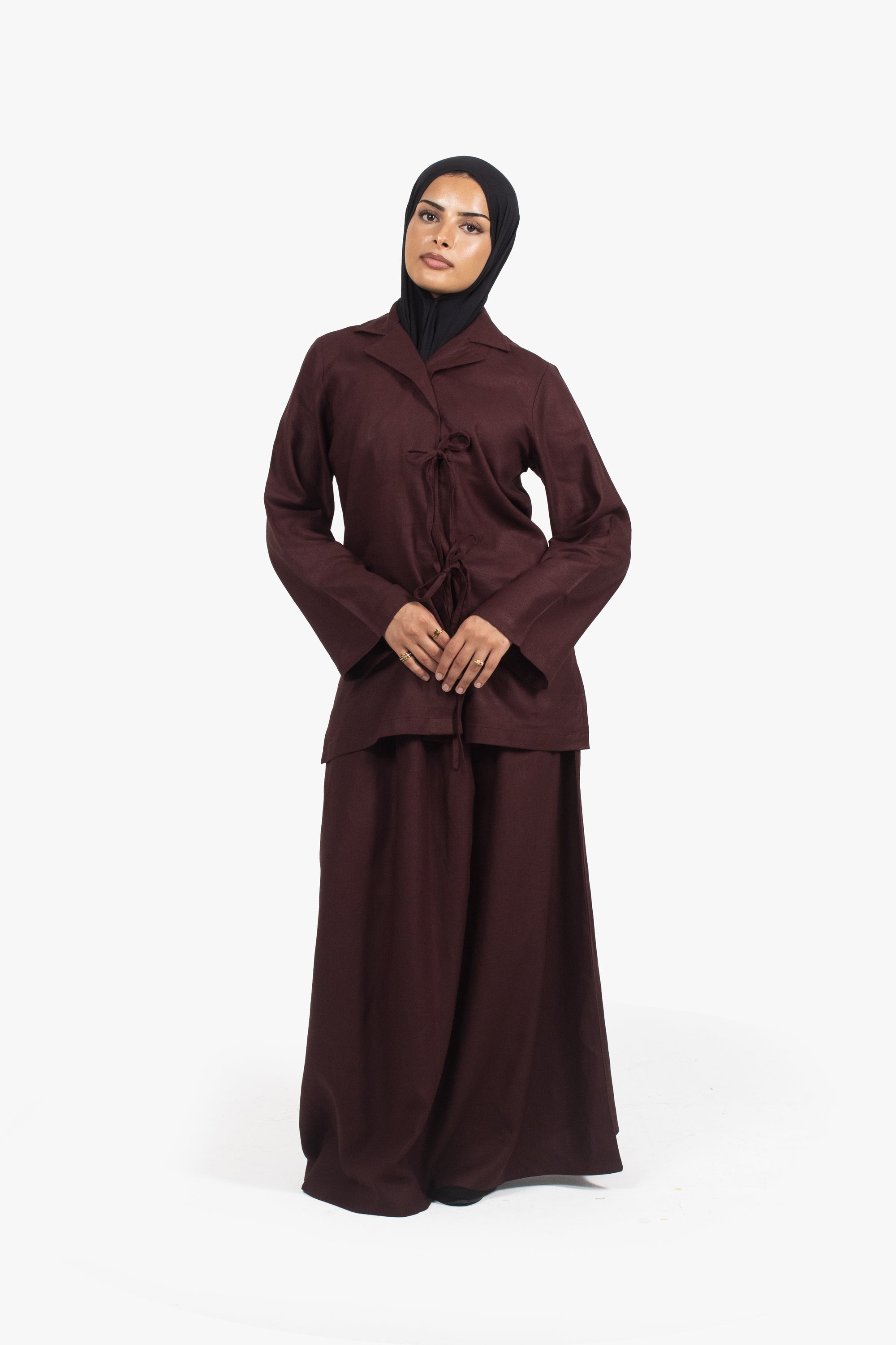 Chocolate Linen Cotton Elasticated Skirt