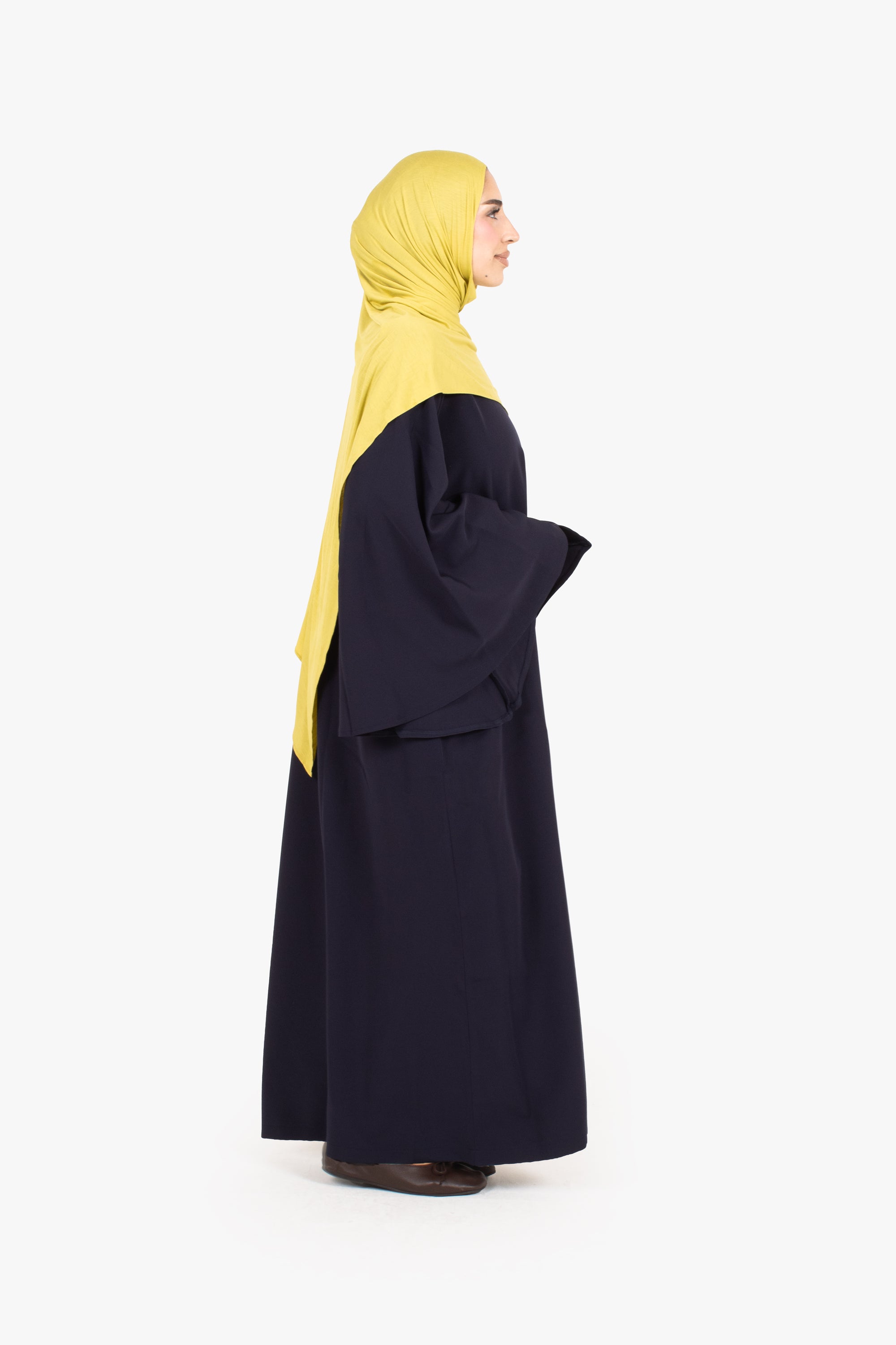 Navy Powder Touch Crepe Umbrella Sleeve Abaya