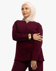 Burgundy High-Waisted Trousers