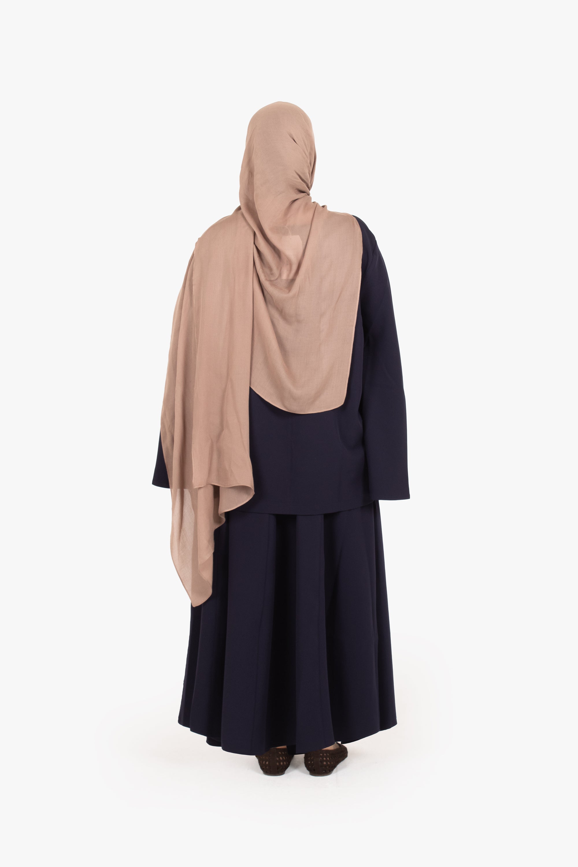 Navy Powder Touch Crepe Eight-Panel Skirt