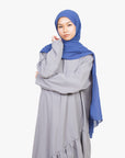 Cloud Grey Asymmetric Drop Waist Abaya