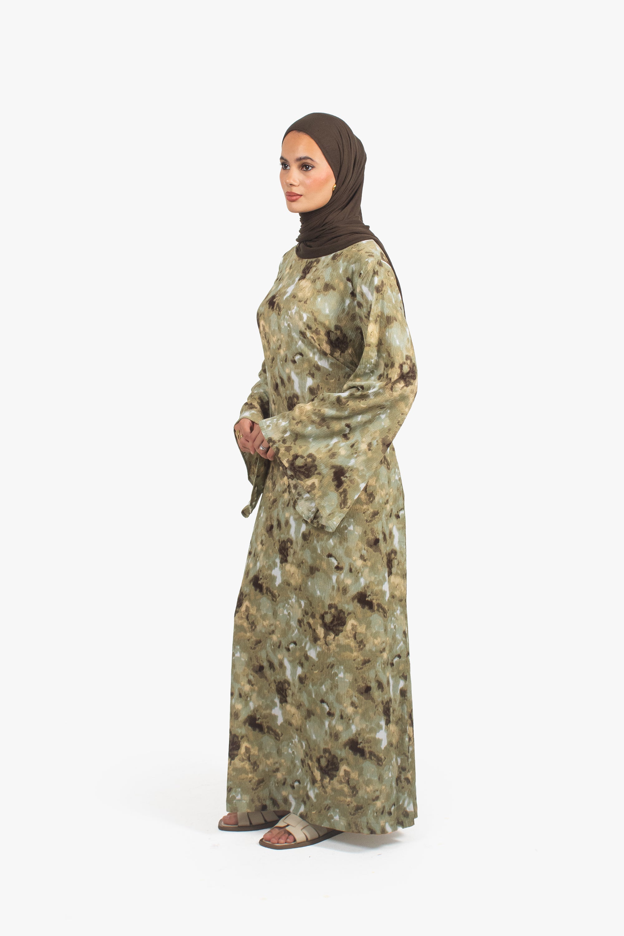 Olive Print Abaya