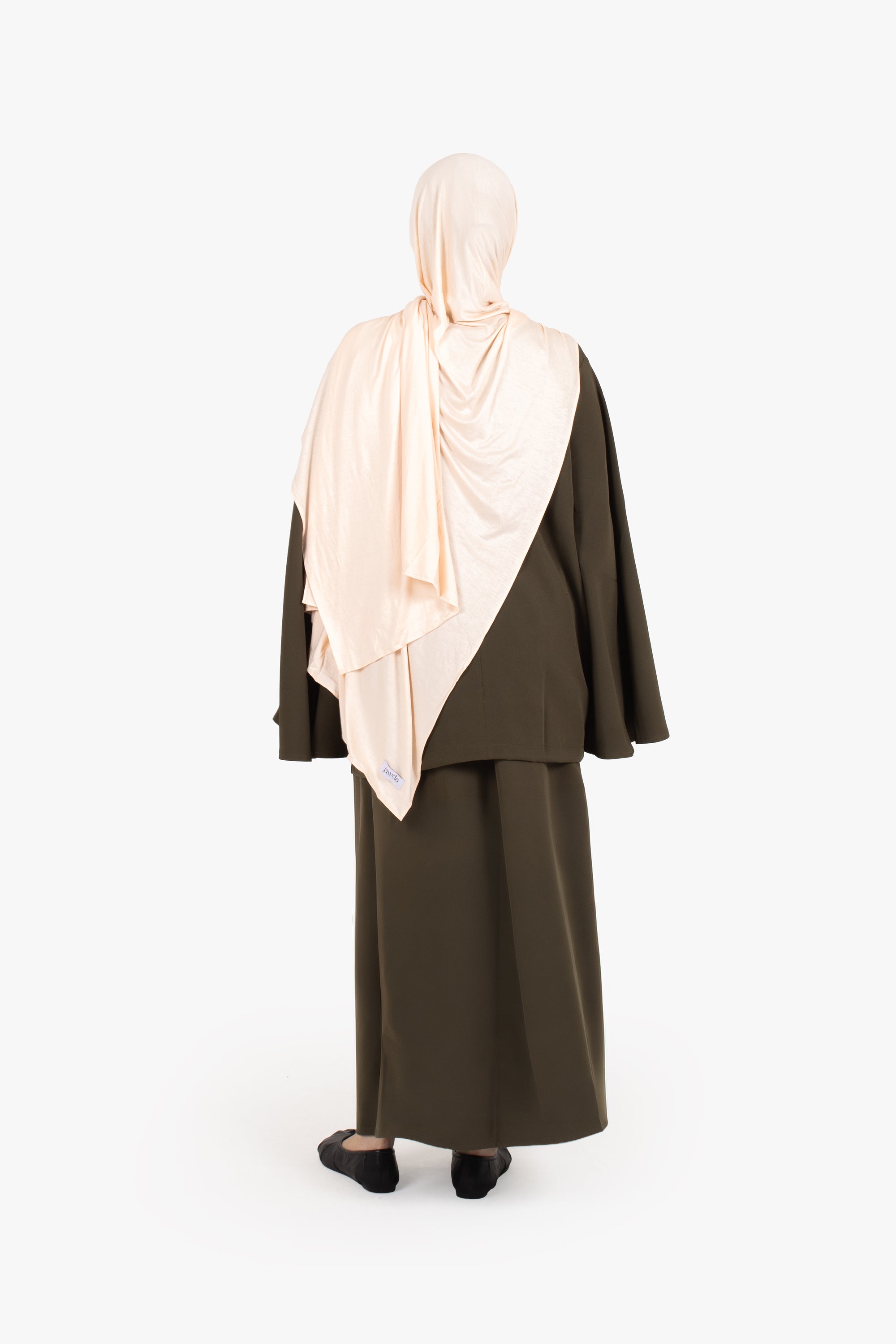 Khaki Powder Touch Crepe Elasticated Skirt