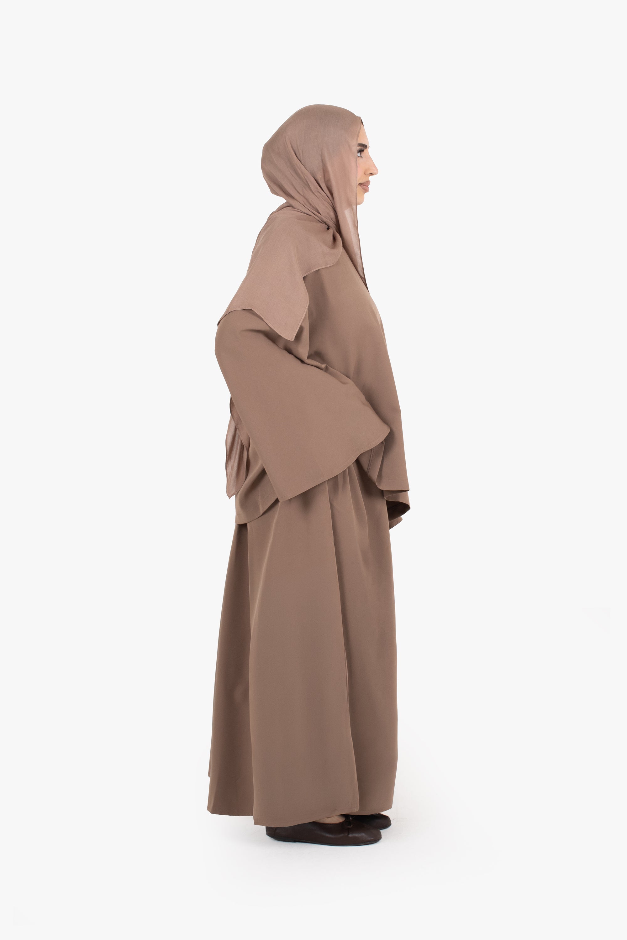 Beige Powder Touch Crepe Elasticated Skirt