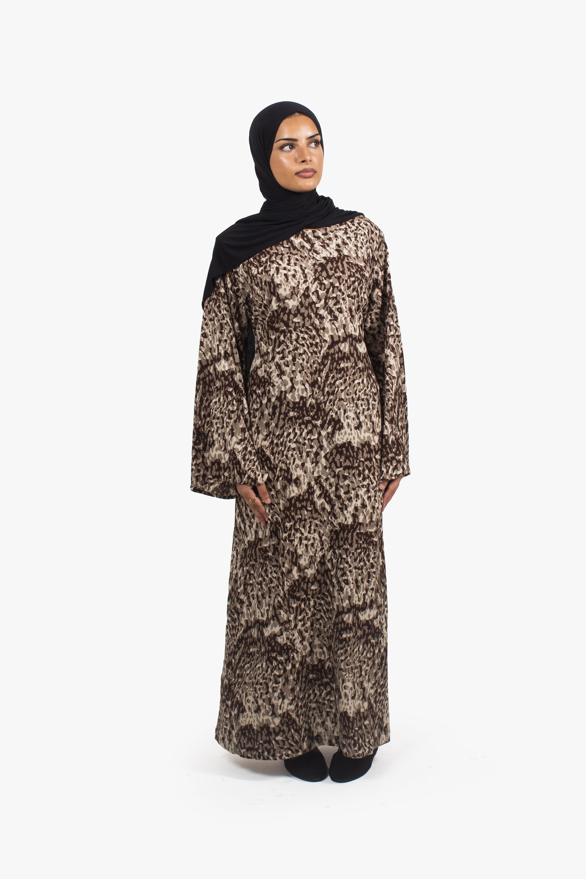Brown Print Abaya