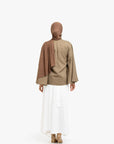 Khaki Brown Textured Umbrella Sleeve Top