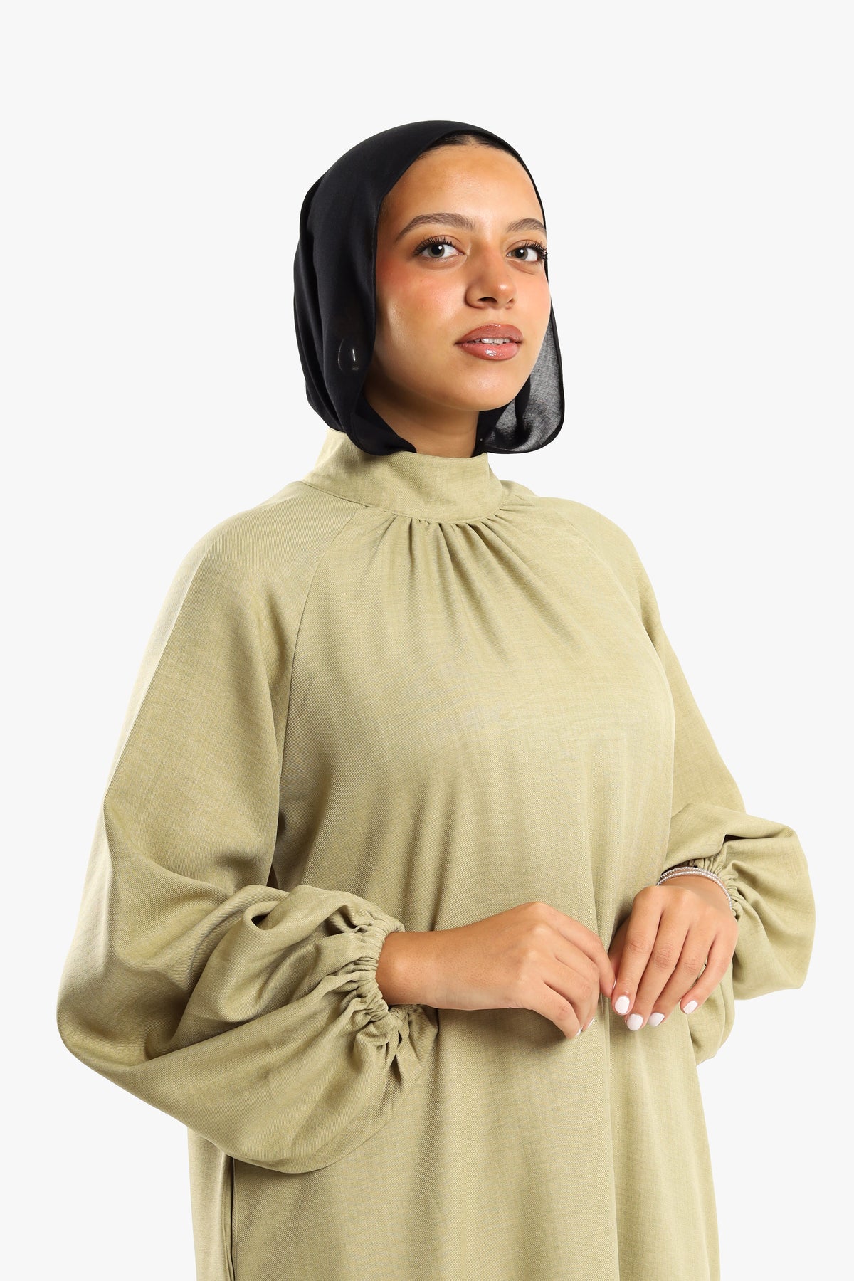 Cardamom Green Bishop Sleeve Abaya