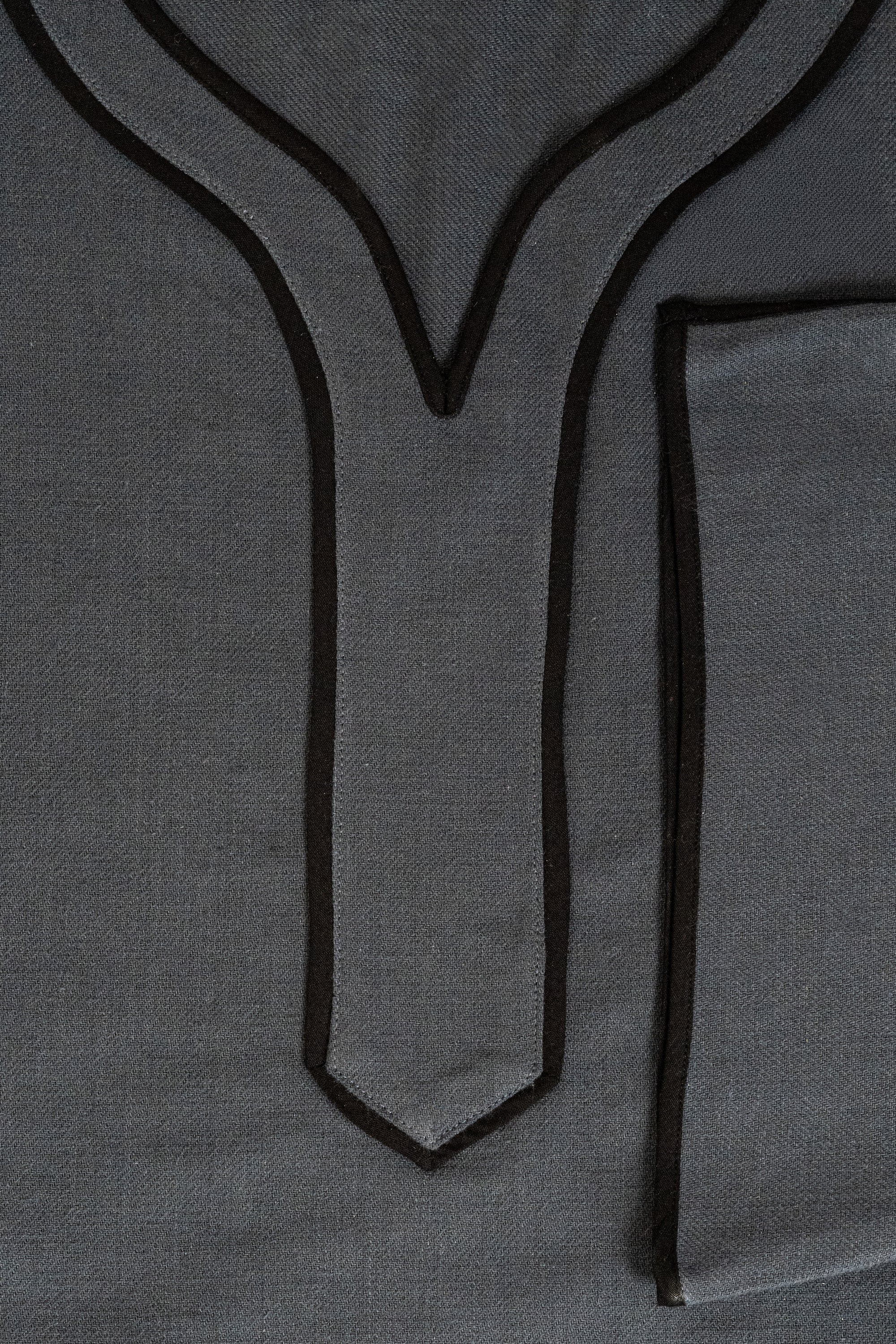 Navy Cotton Piping Abaya